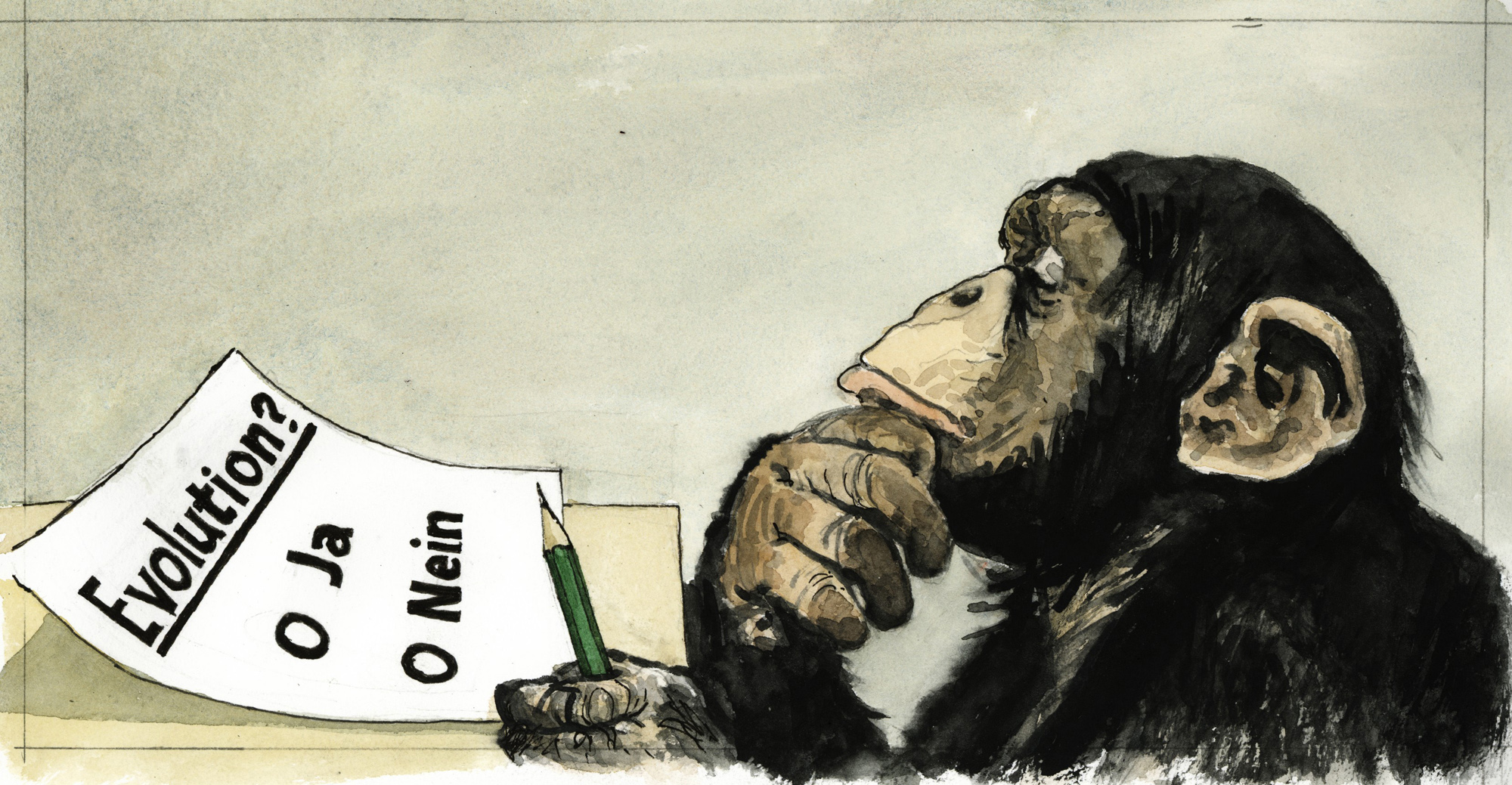 Karikatur mit einem Schimpansen von Greser & Lenz